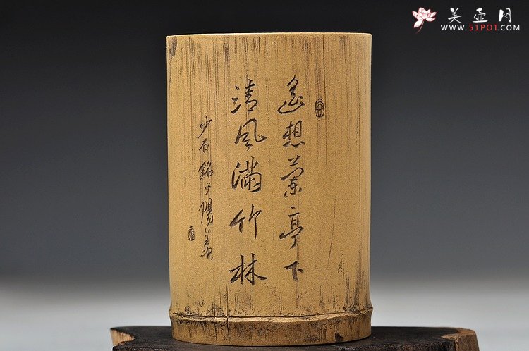 紫砂壶图片：竹节笔筒 张听刚装饰 文雅秀气 居不可无竹~ - 宜兴紫砂壶网