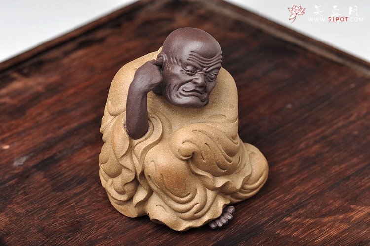 紫砂壶图片：十八罗汉之长眉罗汉和掏耳罗汉 神态细腻传神 精品茶宠 - 宜兴紫砂壶网