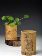 紫砂壶图片：竹节笔筒 张听刚装饰 文雅秀气 居不可无竹~ - 宜兴紫砂壶网