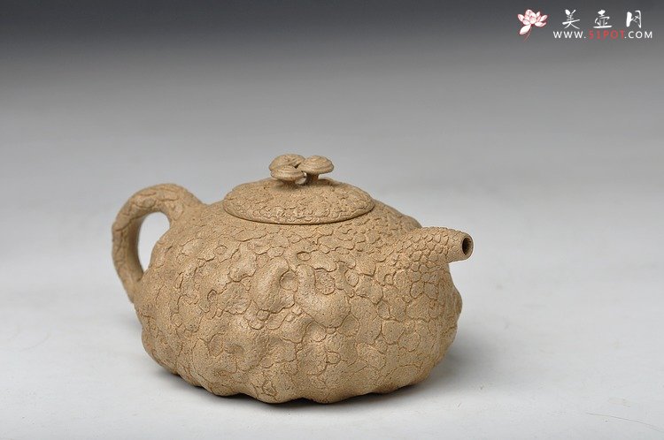 紫砂壶图片：邵惠雄风格 全手龚春 灵芝 薄胎 本山段泥 - 宜兴紫砂壶网