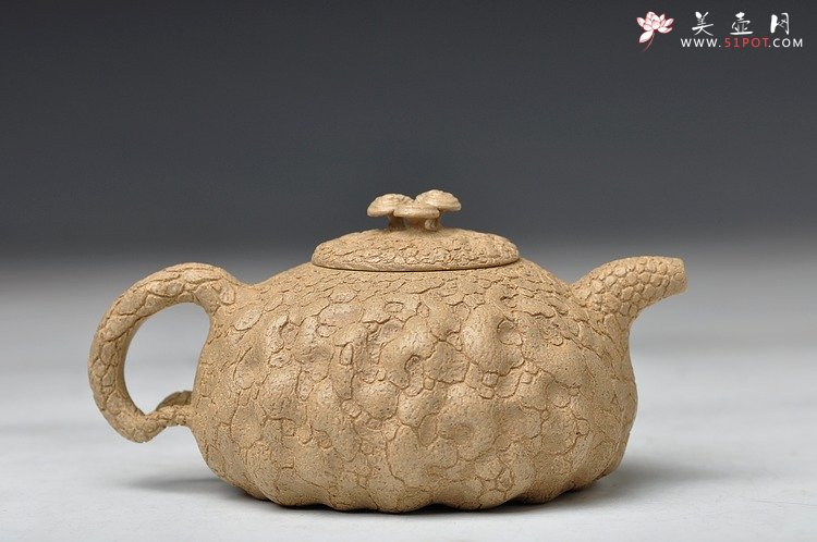 紫砂壶图片：邵惠雄风格 全手龚春 灵芝 薄胎 本山段泥 - 宜兴紫砂壶网