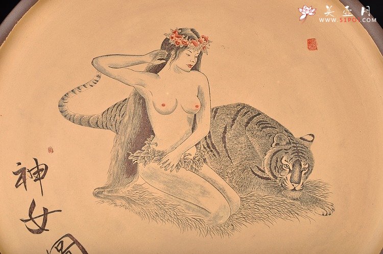 紫砂壶图片：神女图  直径40cm挂盘 - 宜兴紫砂壶网