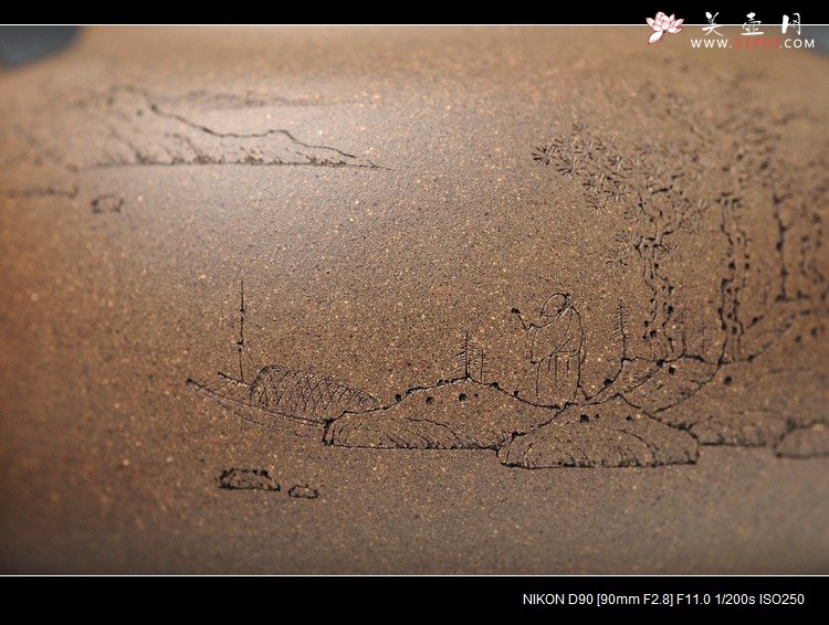 紫砂壶图片：国助和石精刻  玉成窑风格 全手归隐 更加耐品 - 宜兴紫砂壶网