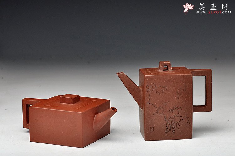 紫砂壶图片：铮铮铁骨 实力精品 全手镶片 经典砖方  - 宜兴紫砂壶网