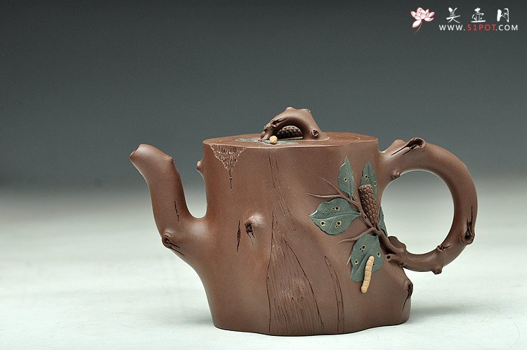 紫砂壶图片：崔巍健代表作 树桩精品  桑蚕壶 - 宜兴紫砂壶网