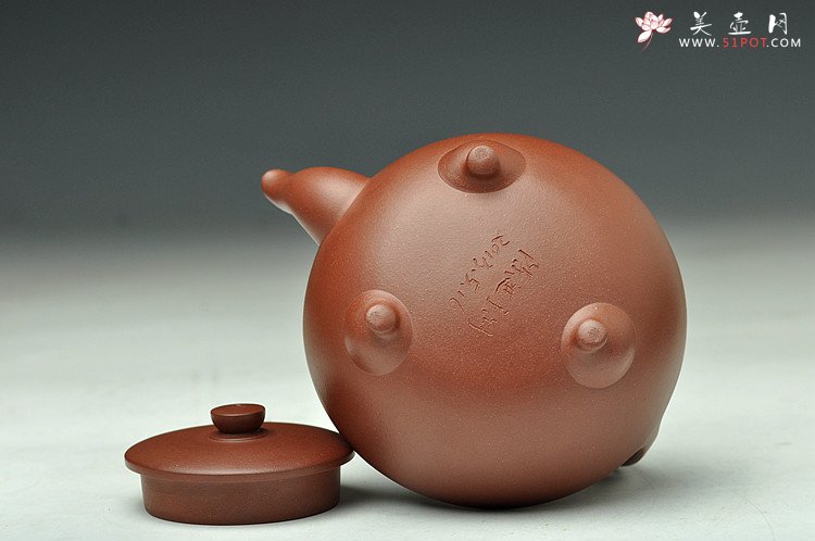 紫砂壶图片：难度极大之全手工望月提梁 中书协刘世涛装饰 收藏佳品 - 宜兴紫砂壶网