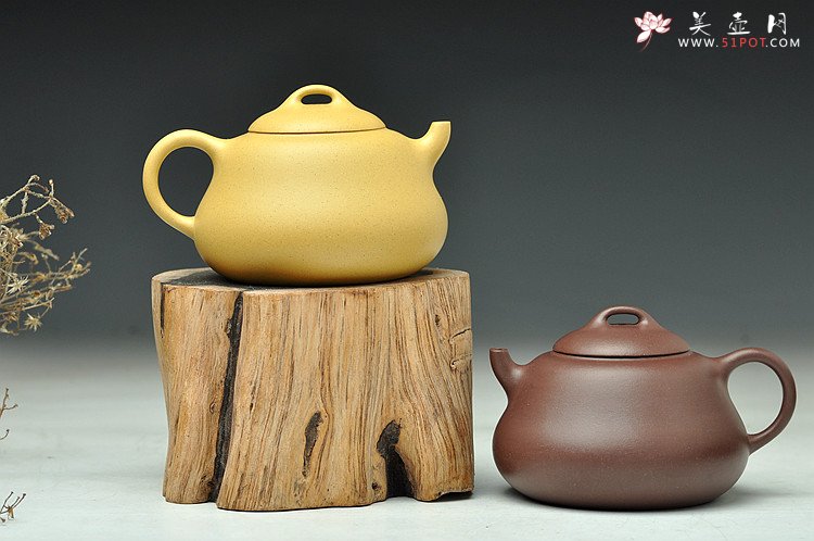 紫砂壶图片：特惠之葫芦兄弟 福禄 憨态可掬 本绿与紫泥一对 - 宜兴紫砂壶网