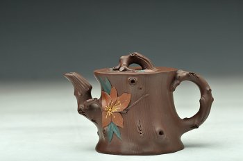 紫砂壶图片：精致灵巧 映山红 花货小品 - 宜兴紫砂壶网