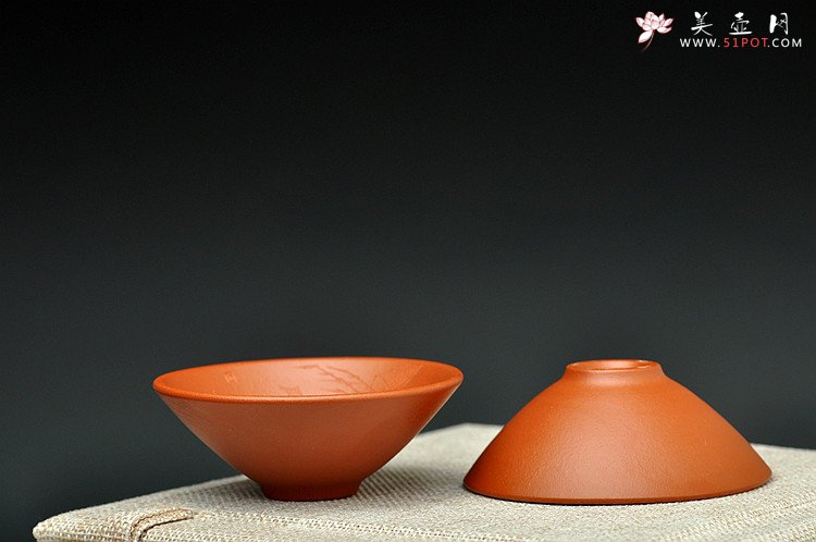 紫砂壶图片：难得原矿朱泥 斗笠杯 装饰趣味 - 宜兴紫砂壶网