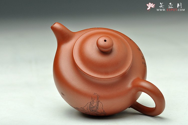 紫砂壶图片：文气装饰 雅致 朱泥莲子 - 宜兴紫砂壶网