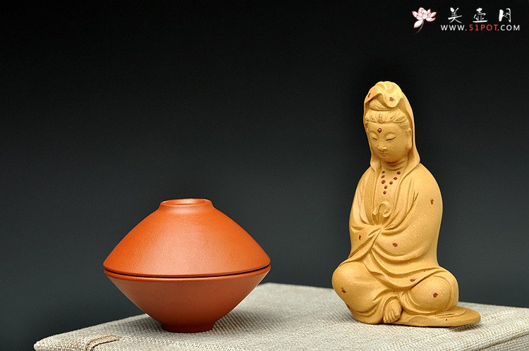 紫砂壶图片：难得原矿朱泥 斗笠杯 装饰趣味 - 宜兴紫砂壶网