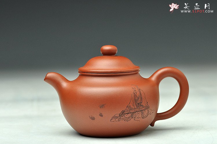 紫砂壶图片：文气装饰 雅致 朱泥莲子 - 宜兴紫砂壶网