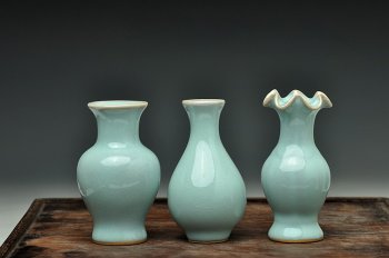 紫砂壶图片：汝瓷小花瓶  汝州汝瓷 文房小玩意 - 宜兴紫砂壶网