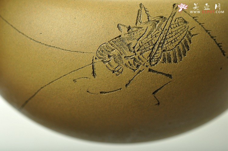 紫砂壶图片：天水牛 知了 蟋蟀 生动形象 文玩杂项 手工精品薄胎一捺底笔洗 - 宜兴紫砂壶网