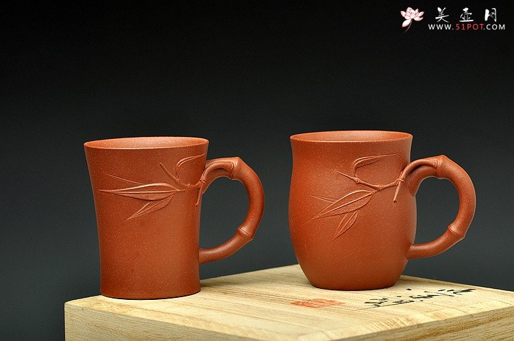 紫砂壶图片：一对竹节杯 和美清风 - 宜兴紫砂壶网