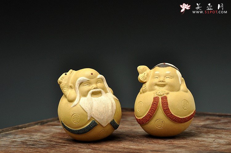 紫砂壶图片：寿公寿婆一对 ~Q的茶宠 - 宜兴紫砂壶网