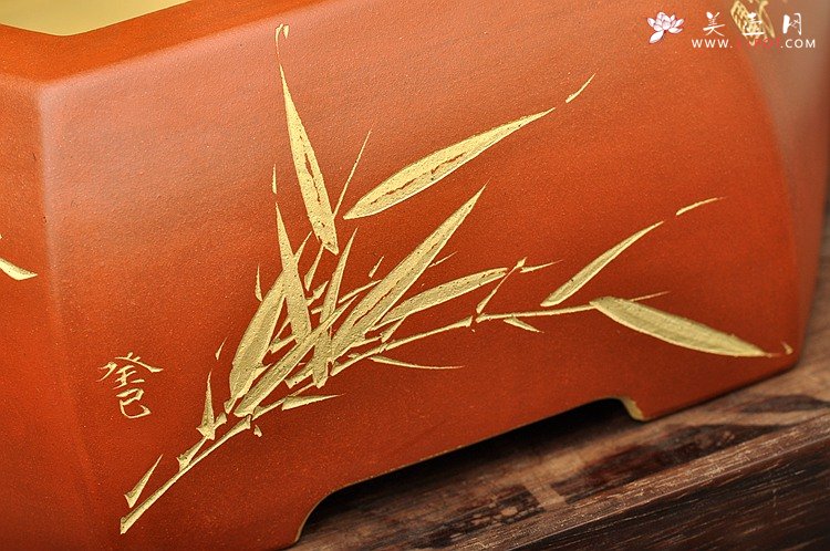 紫砂壶图片：岁寒三友之六方水洗 陆轶舟精品代表作 刀法精炼 粉浆效果更漂亮 - 宜兴紫砂壶网