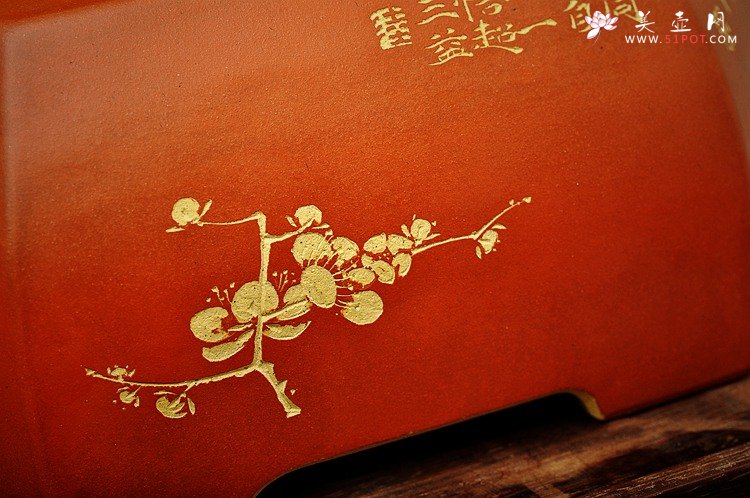 紫砂壶图片：岁寒三友之六方水洗 陆轶舟精品代表作 刀法精炼 粉浆效果更漂亮 - 宜兴紫砂壶网