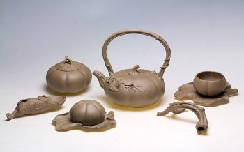 紫砂壶图片：经典重器 全手精品一套 欣赏 - 宜兴紫砂壶网