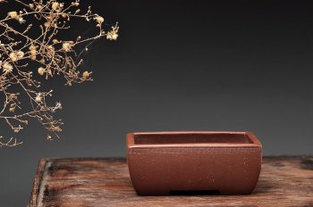 紫砂壶图片：回纹长四方花盆 案头盆 - 宜兴紫砂壶网