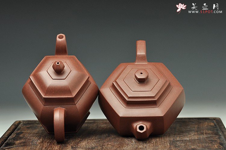 紫砂壶图片：何卫枫近作 全手工 六方对壶 - 宜兴紫砂壶网