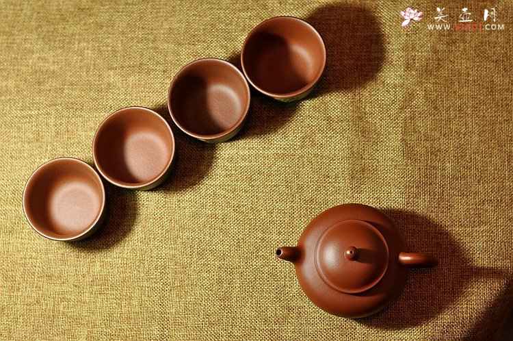 紫砂壶图片：石丁之经典作品  佛缘杯一套 古色古香 雅致 - 宜兴紫砂壶网