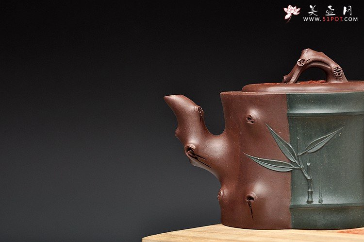 紫砂壶图片：崔巍健经典 三色枫竹情 风情之作o(∩_∩)o 韵味十足 - 宜兴紫砂壶网