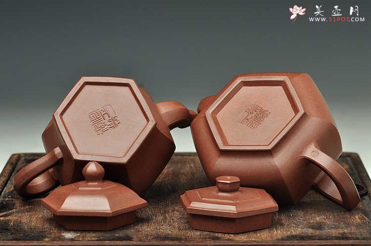 紫砂壶图片：何卫枫近作 全手工 六方对壶 - 宜兴紫砂壶网
