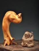 紫砂壶图片：全手雕塑 精品茶宠 龙杖罗汉 - 宜兴紫砂壶网