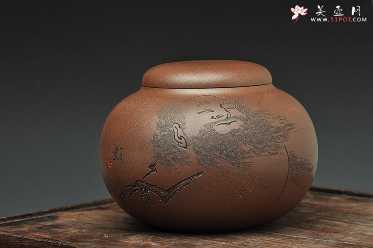 紫砂壶图片：珠圆玉润之游云 文房茶叶罐 - 宜兴紫砂壶网