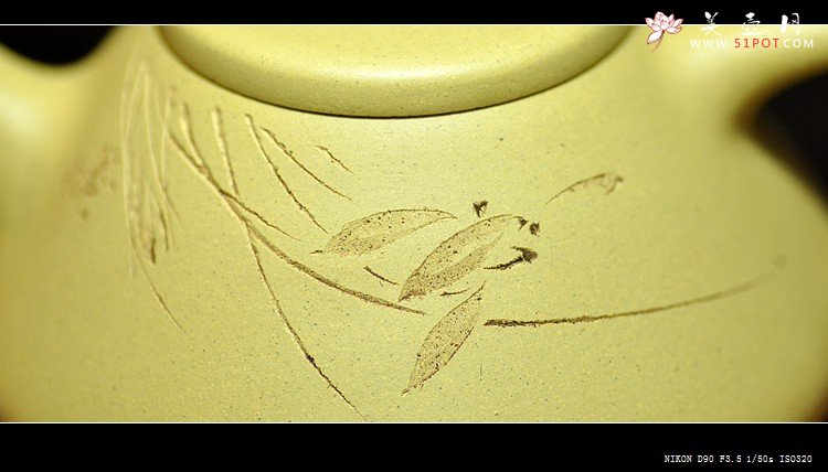 紫砂壶图片：素雅文气 骨格清奇 本山绿之兰花子冶石瓢 - 宜兴紫砂壶网