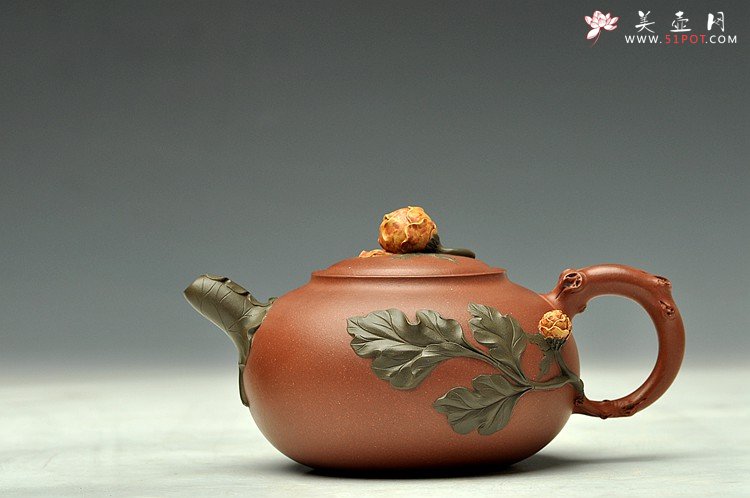 紫砂壶图片：国色天香~写生造型  牡丹 孙伟强张新亚合作原创作品 - 宜兴紫砂壶网