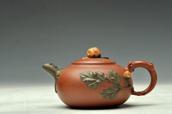 紫砂壶图片：国色天香~写生造型  牡丹 孙伟强张新亚合作原创作品 - 宜兴紫砂壶网