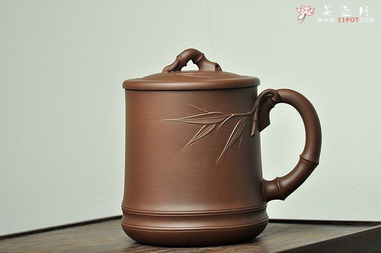 紫砂壶图片：厚重大气 居不可无竹 清韵杯 精品老紫泥and黄龙源青段 不接受定做 - 宜兴紫砂壶网