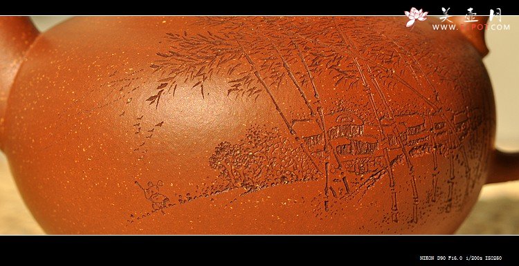 紫砂壶图片：饱满圆润 优质降坡泥 全手灵丰 遥想兰亭下清风满竹林 - 宜兴紫砂壶网