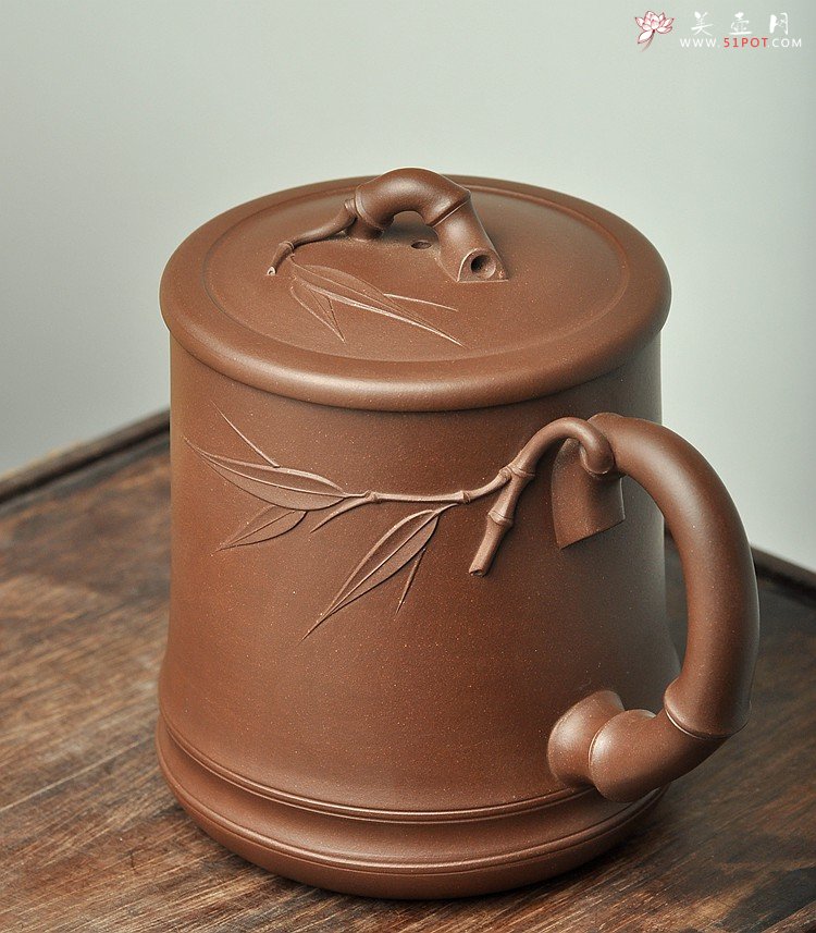 紫砂壶图片：厚重大气 居不可无竹 清韵杯 精品老紫泥and黄龙源青段 不接受定做 - 宜兴紫砂壶网