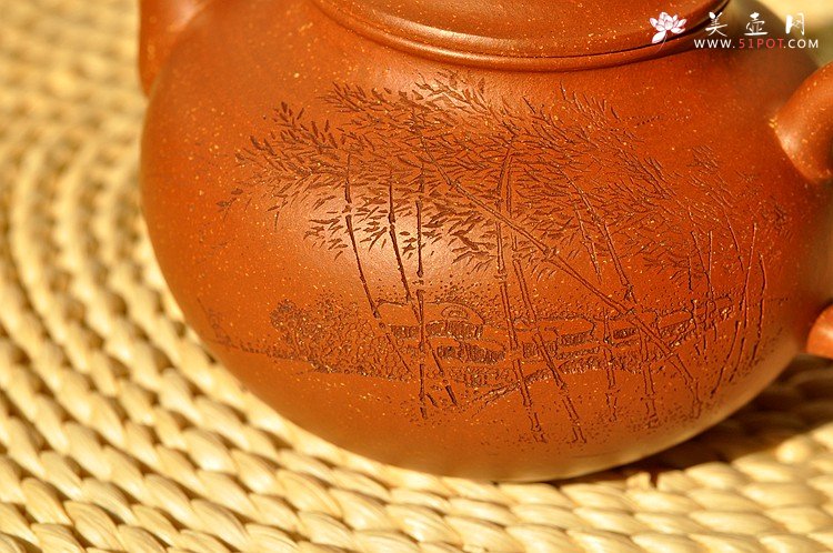 紫砂壶图片：饱满圆润 优质降坡泥 全手灵丰 遥想兰亭下清风满竹林 - 宜兴紫砂壶网