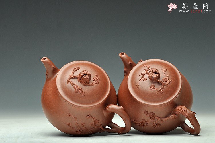 紫砂壶图片：传统实用 寓意吉祥 松梅常青之潘韵 - 宜兴紫砂壶网