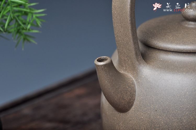 紫砂壶图片：邵家俊扛鼎之作 浑然天成  全手散氏提梁 国助和石精刻 - 宜兴紫砂壶网