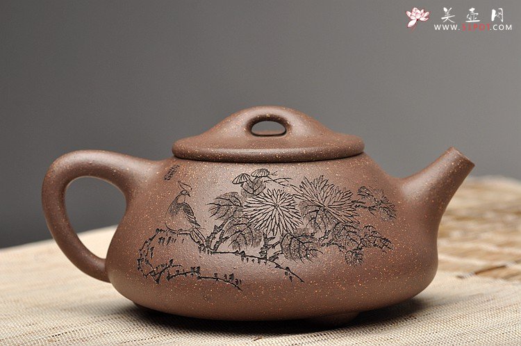 紫砂壶图片：周斌全手力作 经典器形 中石瓢 肥而不腻 清奇 鱼籽砂 - 宜兴紫砂壶网