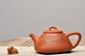 紫砂壶图片：实用经典 文气十足  五福石瓢之全手降坡泥子冶石瓢 - 宜兴紫砂壶网