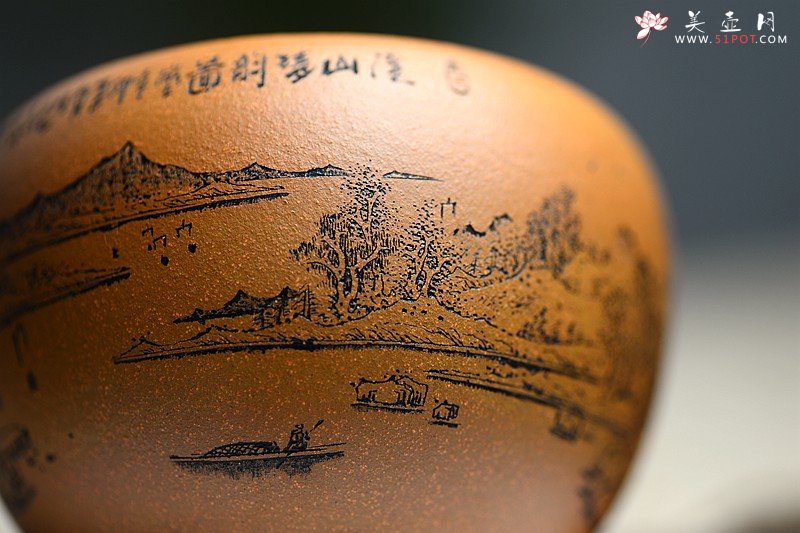 紫砂壶图片：精刻山水之钵 笔洗 把玩精品 有宋朝高远之气~ - 宜兴紫砂壶网