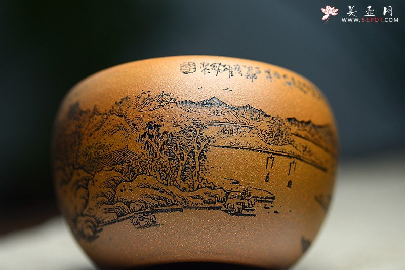 紫砂壶图片：精刻山水之钵 笔洗 把玩精品 有宋朝高远之气~ - 宜兴紫砂壶网