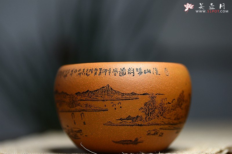 紫砂壶图片：精刻山水之钵 笔洗 把玩精品 有宋朝高远之气~ - 宜兴紫砂壶网