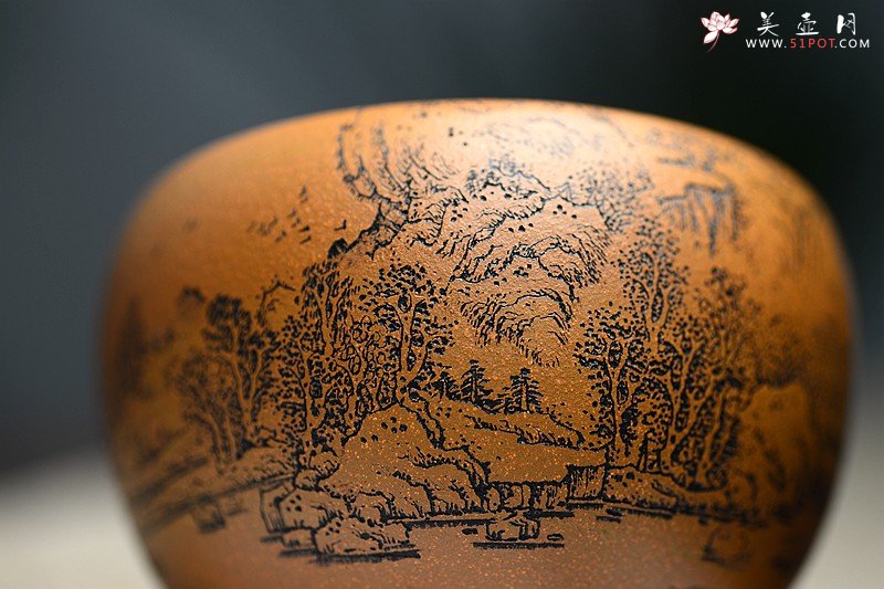 紫砂壶图片：精刻山水之钵 笔洗 把玩精品 有宋朝高远之气~ - 宜兴紫砂壶网