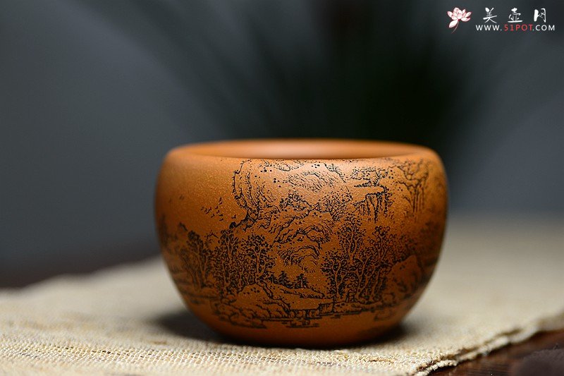 紫砂壶图片：精刻山水之钵 笔洗 把玩精品 有宋朝高远之气~ - 宜兴紫砂壶网