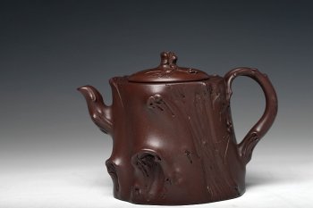 紫砂壶图片：花货典范 灵韵秀雅 全手葡萄桩之万年丰 薄胎精品 - 宜兴紫砂壶网