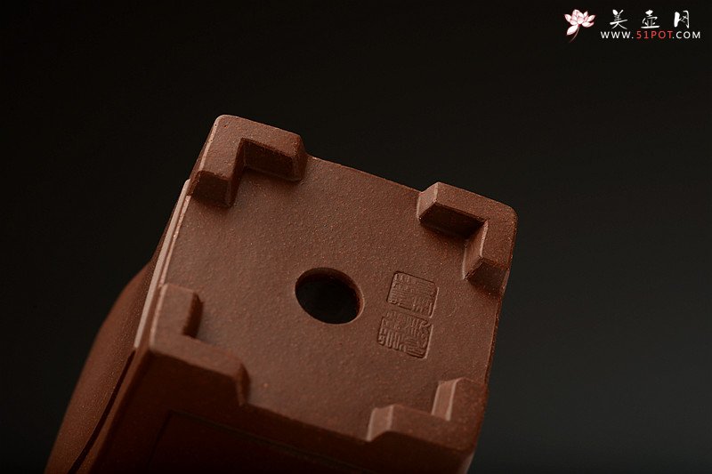 紫砂壶图片：张秋平全手制花盆 陆逸舟精心装饰 四方开光花盆 - 宜兴紫砂壶网