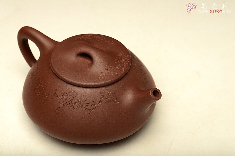 紫砂壶图片：全手满瓢 陆轶舟装饰通转梅花 劲道小霸王o(∩_∩)o  - 宜兴紫砂壶网