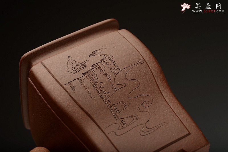 紫砂壶图片：张秋平全手制花盆 陆逸舟精心装饰 四方开光花盆 - 宜兴紫砂壶网